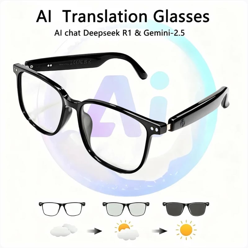 🔥 AI Interpretation Smart Glasses🕶️33-Language Translation, Photochromic Lenses, AI Chat & Hands-Free Audio